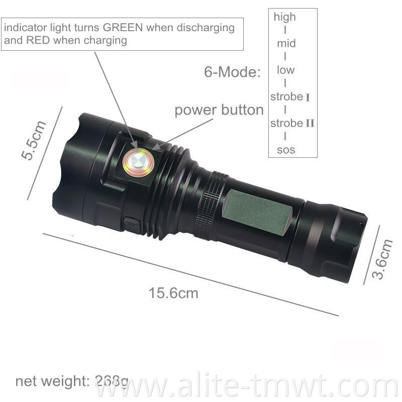 26650 Powerful 3000lm usb rechargeable tactical flashlight with 3LED XML T6
